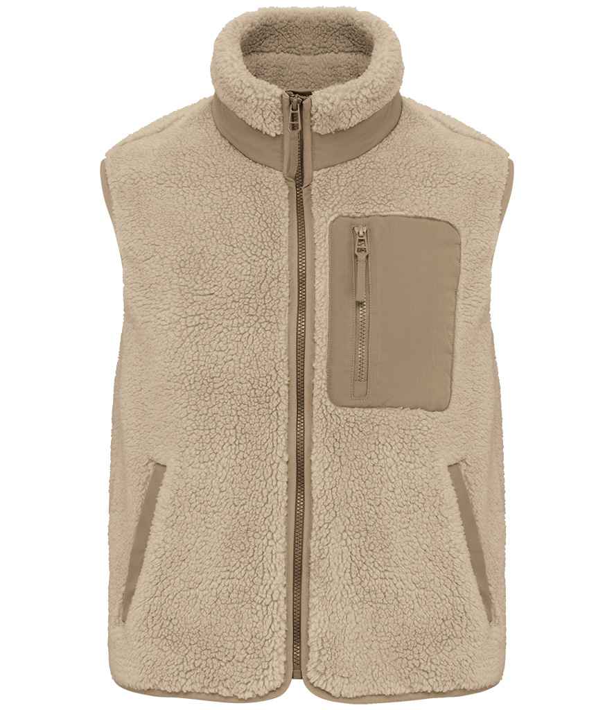 Native Spirit Unisex Sherpa Bodywarmer in Wet Sand/Driftwood