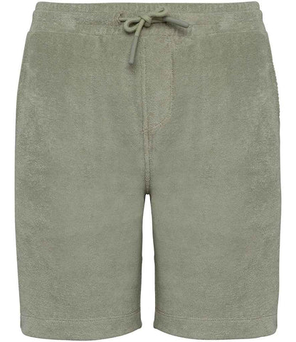 Native Spirit Kids Drawcord Terry Towel Shorts in Almond Green