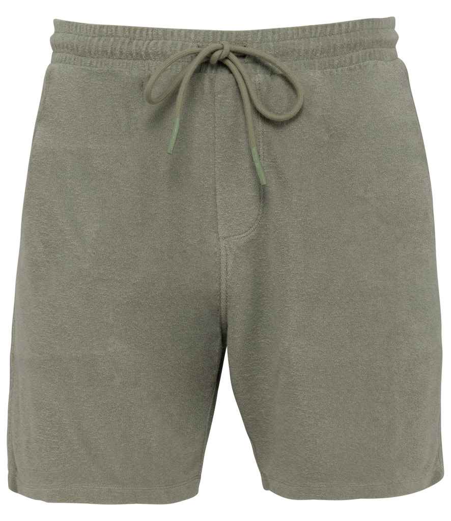 Native Spirit Terry Towel Shorts in Almond Green