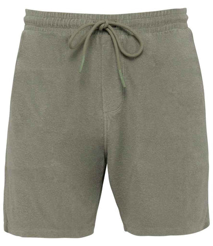 Native Spirit Terry Towel Shorts in Almond Green