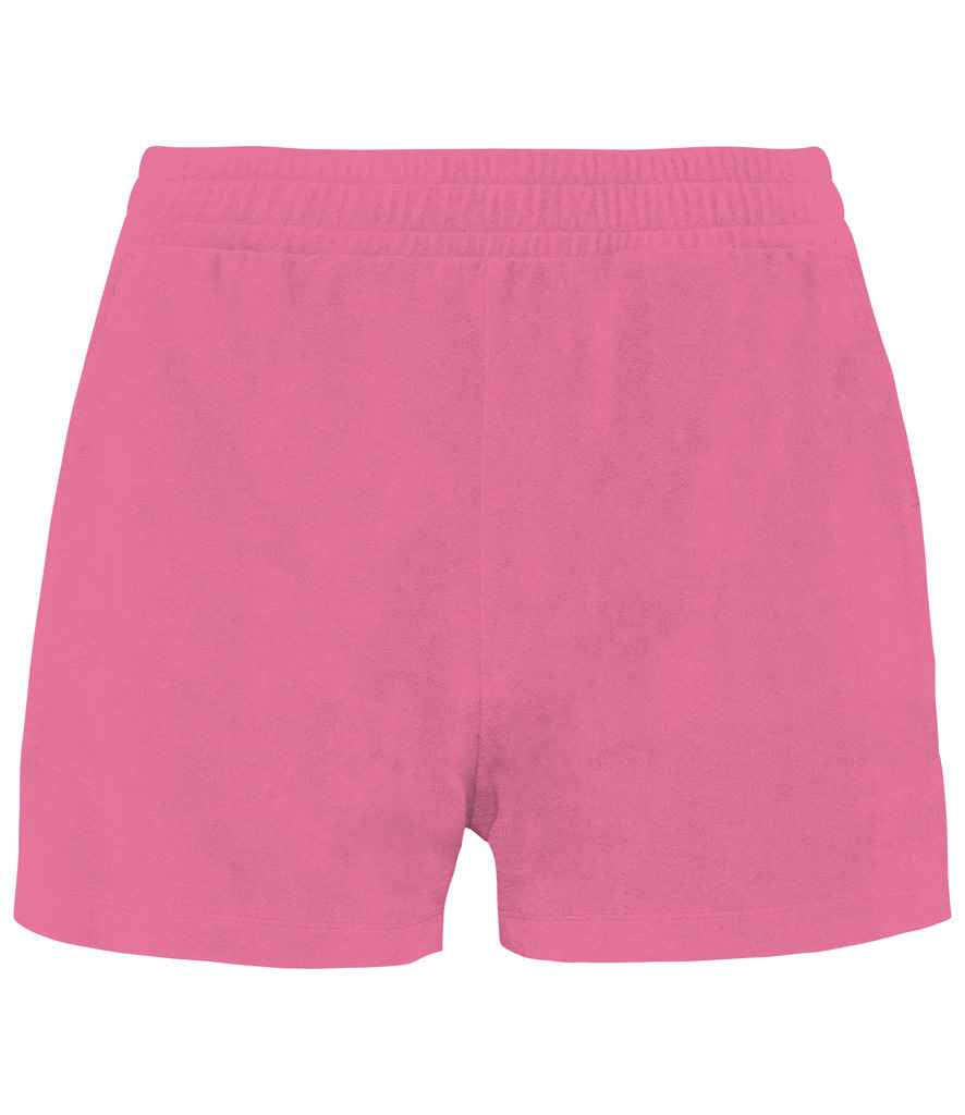 Native Spirit Ladies Terry Towel Shorts in Candy Rose