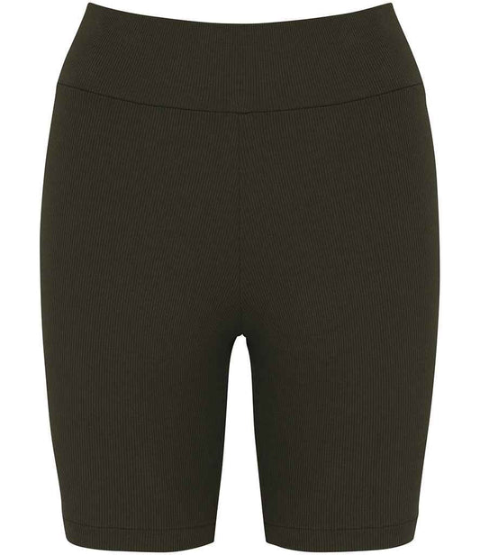 Native Spirit Ladies Ribbed Shorts in Organic Khaki
