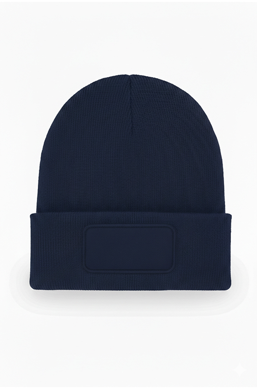 Uneek Rectangular Patch Beanie Navy