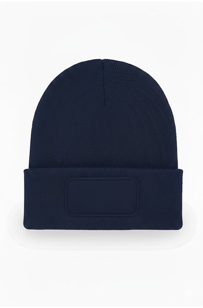 Uneek Rectangular Patch Beanie Navy