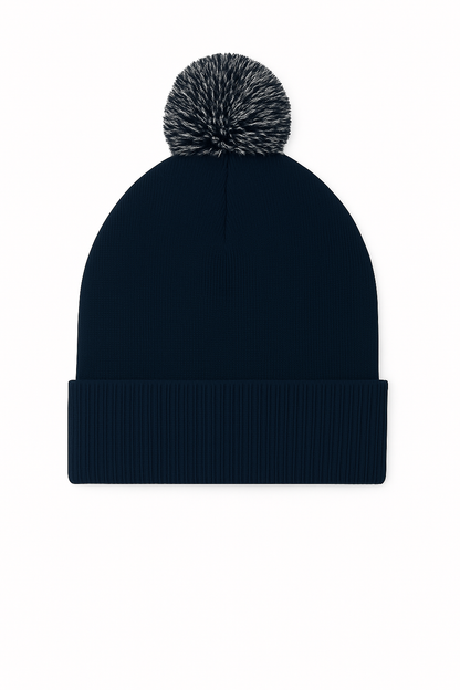 Uneek Pom Pom Beanie Navy/Light Grey