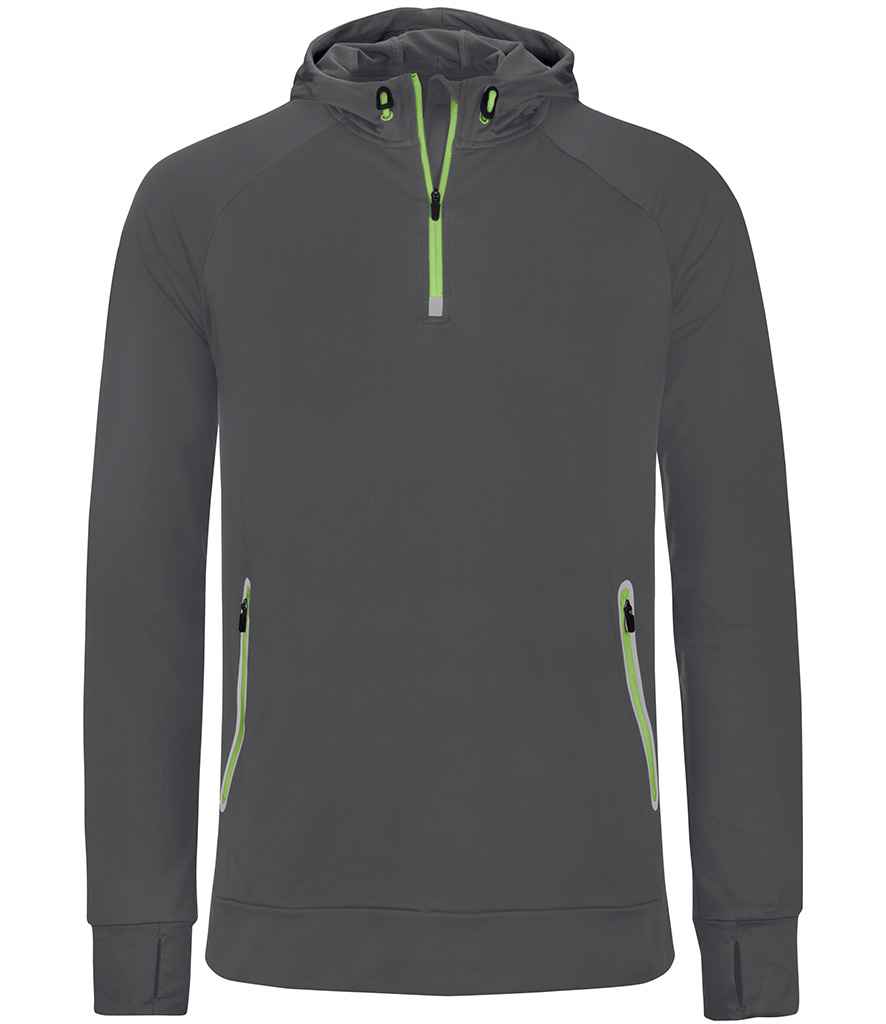 Proact Zip Neck Hooded Sweatshirt in Dark Grey