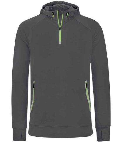Proact Zip Neck Hooded Sweatshirt in Dark Grey