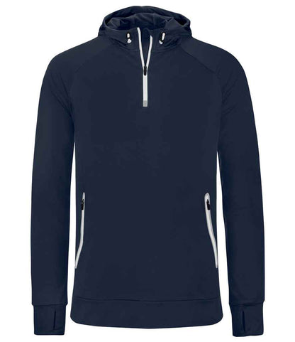 Proact Zip Neck Hooded Sweatshirt in Navy
