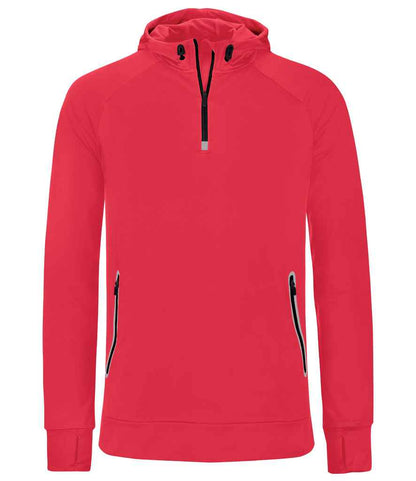Proact Zip Neck Hooded Sweatshirt in Red