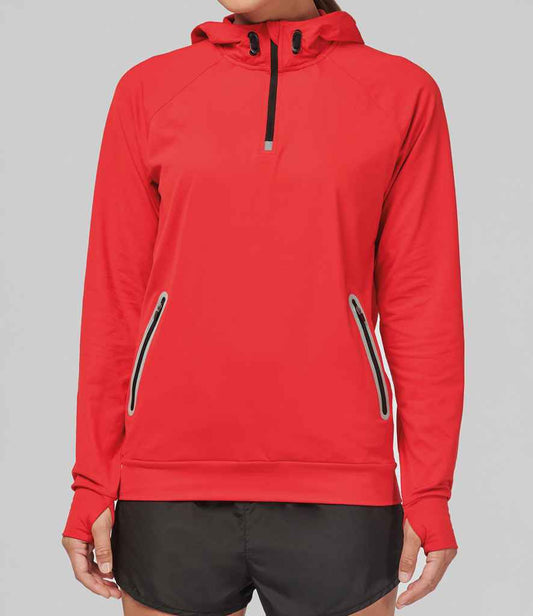 Proact Zip Neck Hooded Sweatshirt