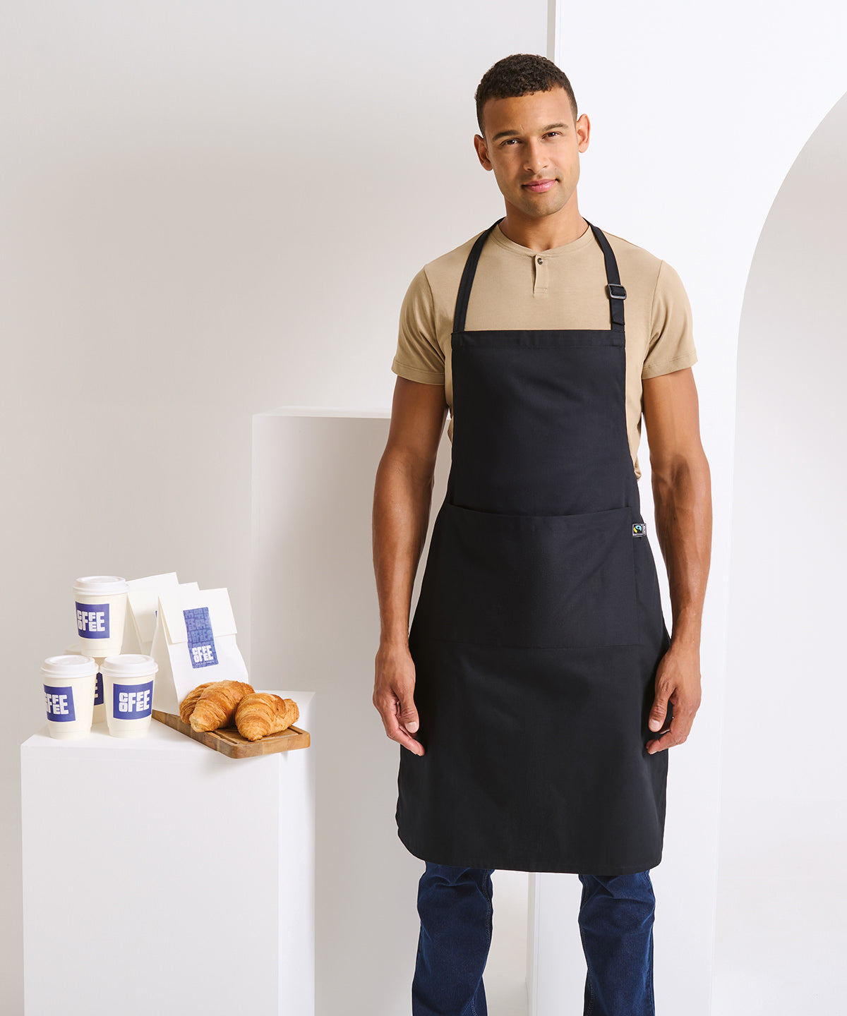 Premier Cotton bib apron, organic and Fairtrade certified Black