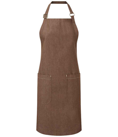 Premier Fairtrade Organic Cotton Denim Bib Apron in Brown Denim