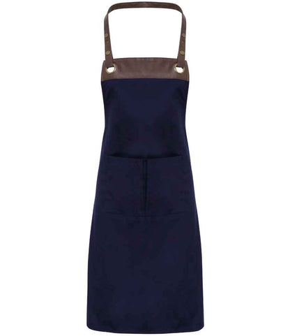 Premier Espresso Bib Apron in Navy/Brown