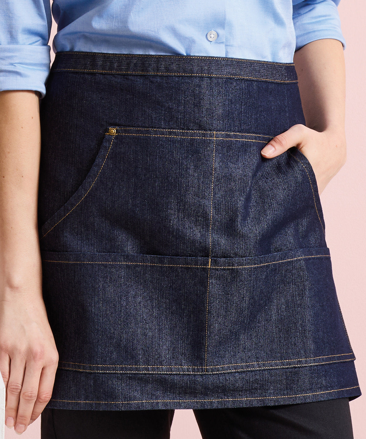 Premier Jeans stitch denim waist apron Black Denim