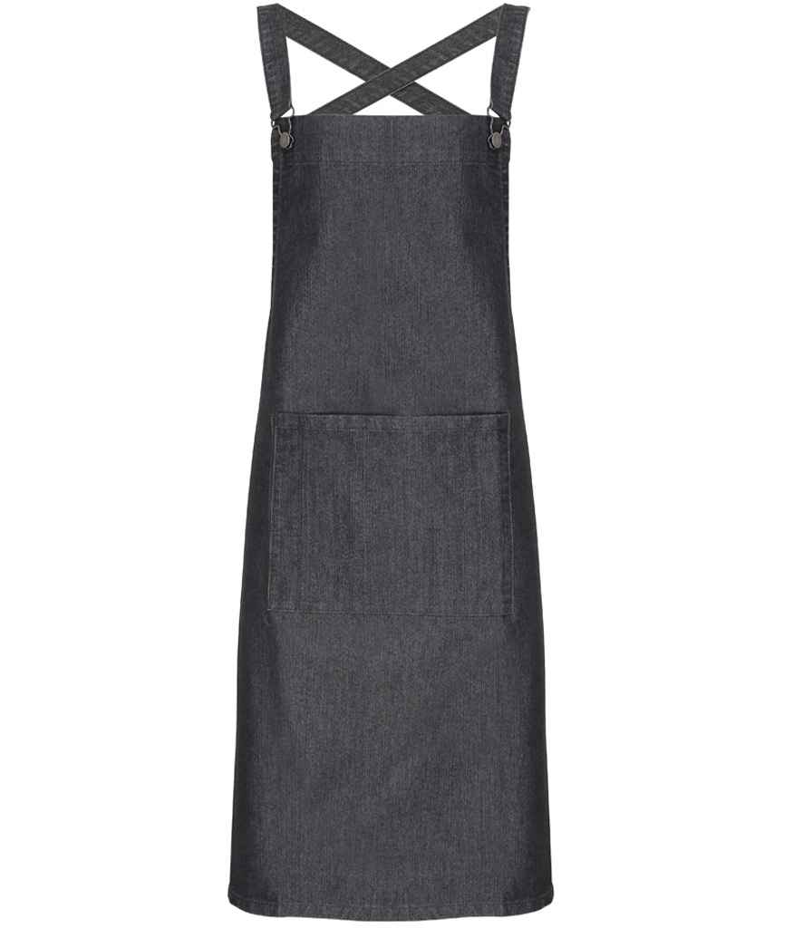 Premier Cross Back Barista Bib Apron in Black Denim