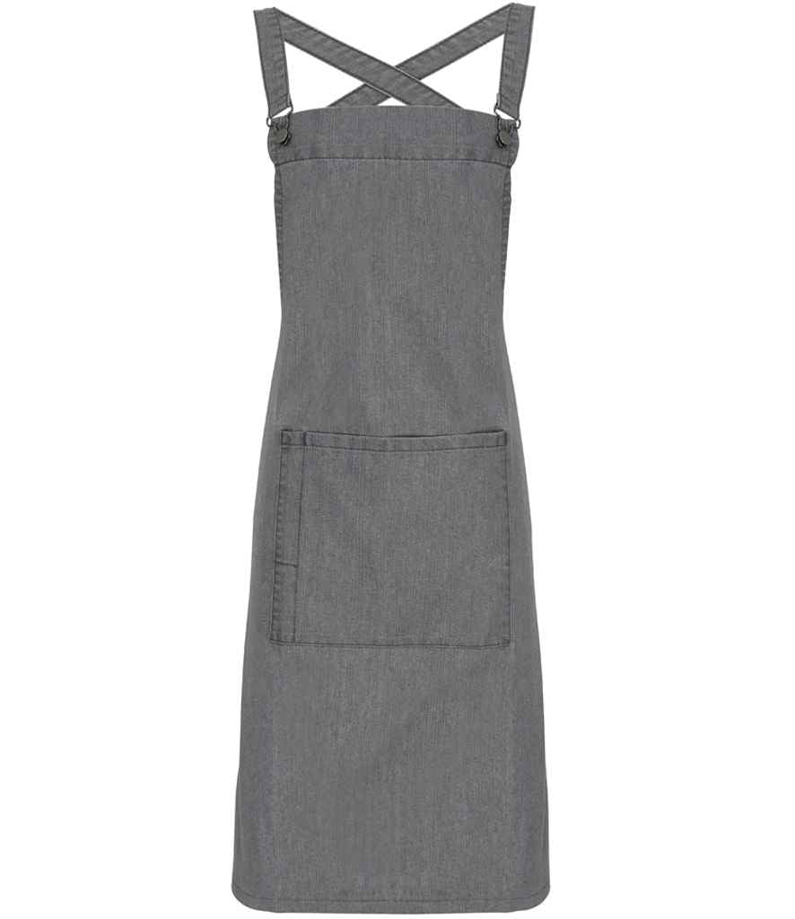 Premier Cross Back Barista Bib Apron in Grey Denim