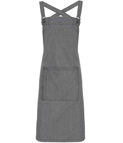 Premier Cross Back Barista Bib Apron in Grey Denim