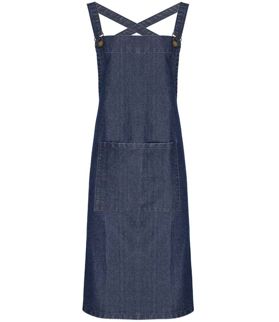 Premier Cross Back Barista Bib Apron in Indigo Denim