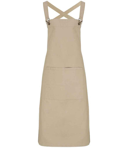 Premier Cross Back Barista Bib Apron in Khaki