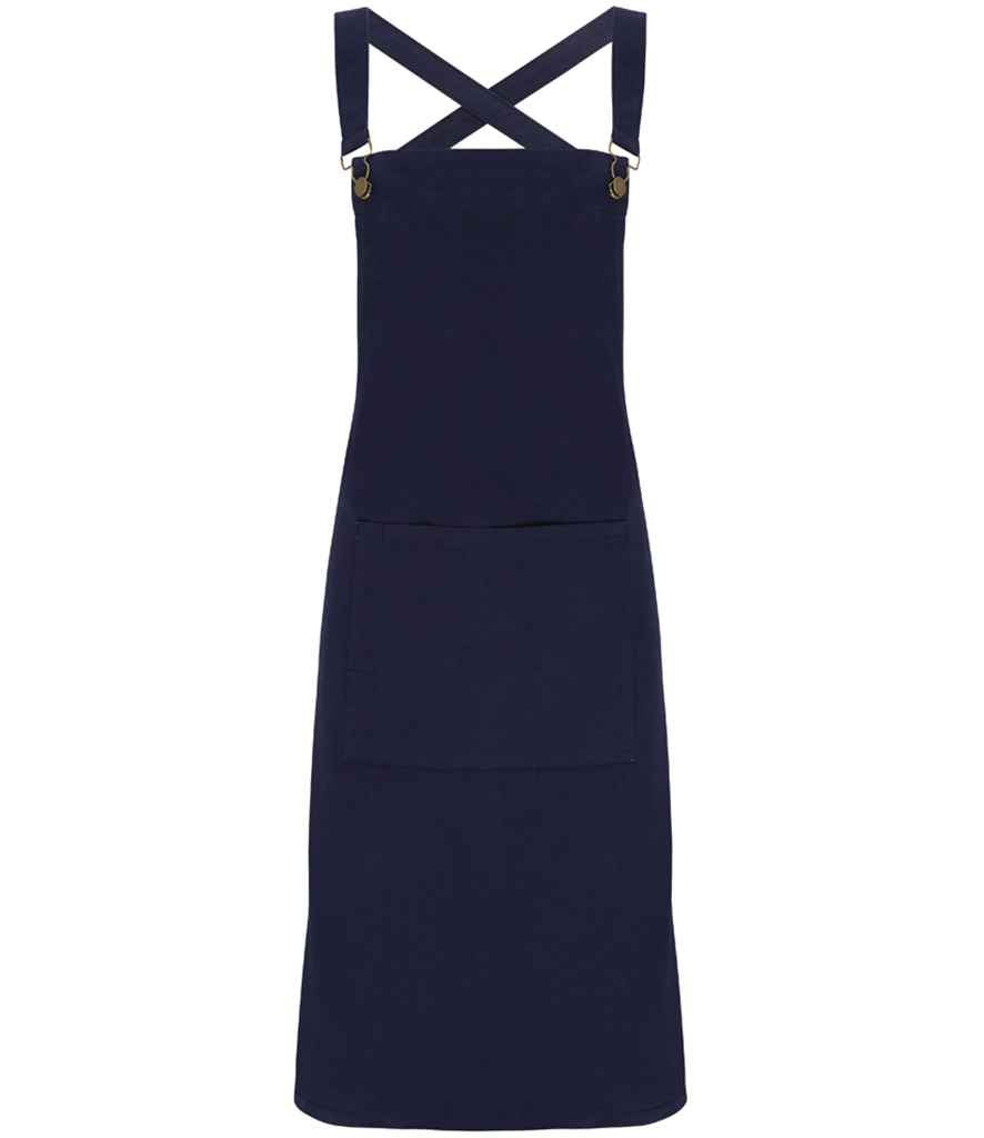 Premier Cross Back Barista Bib Apron in Navy