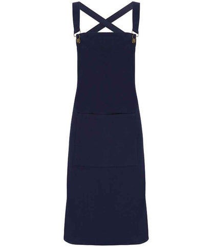 Premier Cross Back Barista Bib Apron in Navy
