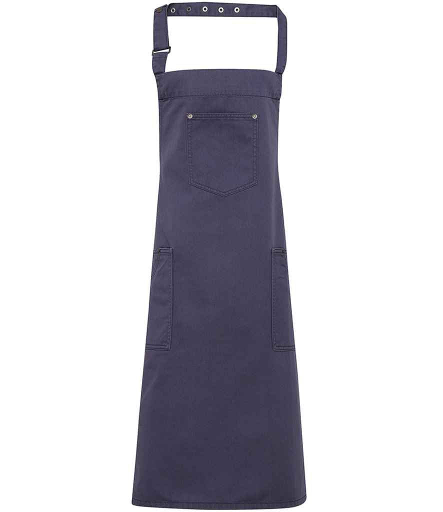 Premier Cotton Chino Bib Apron in Steel
