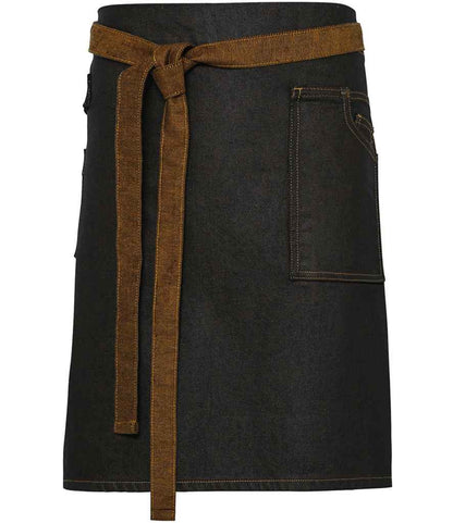 Premier Division Waist Apron in Black/Tan Denim