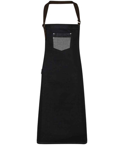Premier Division Bib Apron in Black Denim