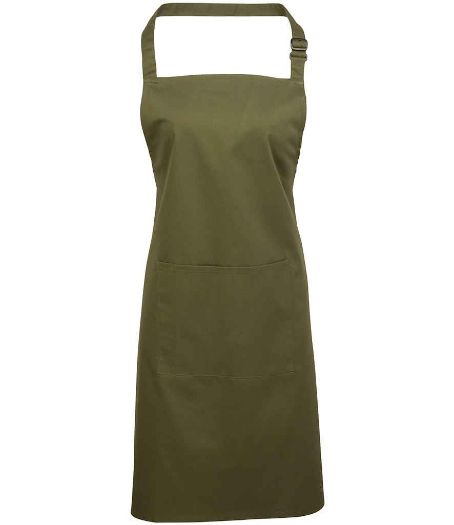 Premier 'Colours' Bib Apron with Pocket in Olive Green