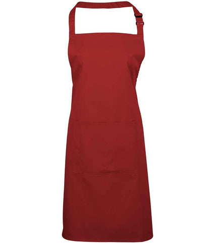Premier 'Colours' Bib Apron with Pocket in Red