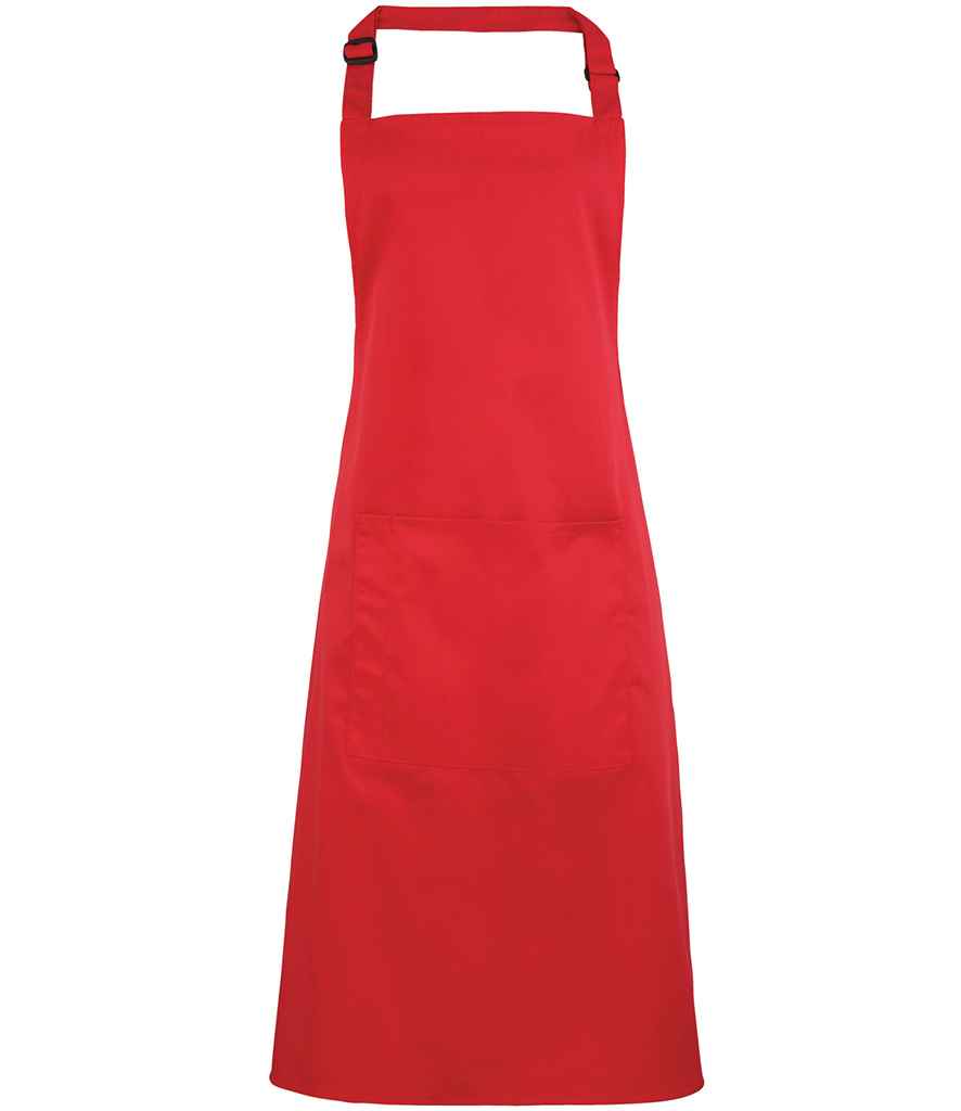 Premier 'Colours' Bib Apron with Pocket in Strawberry Red