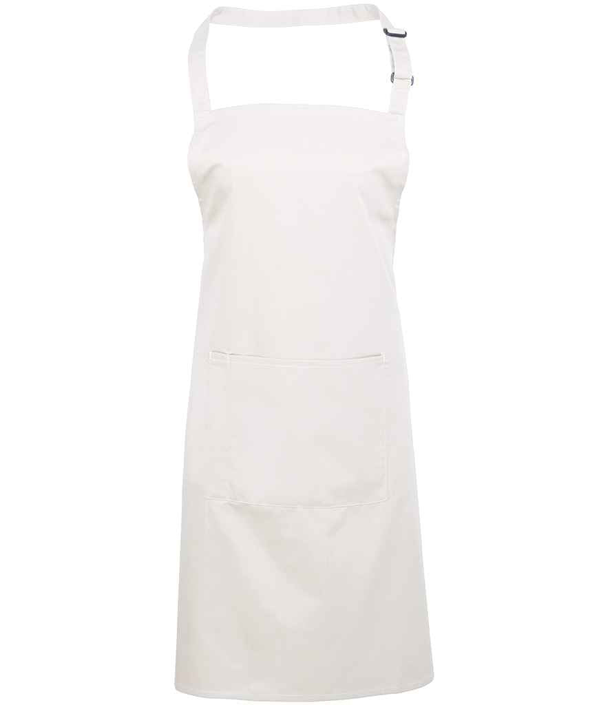 Premier 'Colours' Bib Apron with Pocket in White
