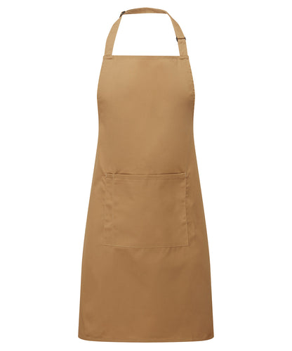 Premier Colours bib apron with pocket Camel