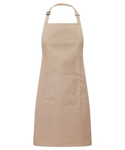 Premier Colours bib apron with pocket Latte