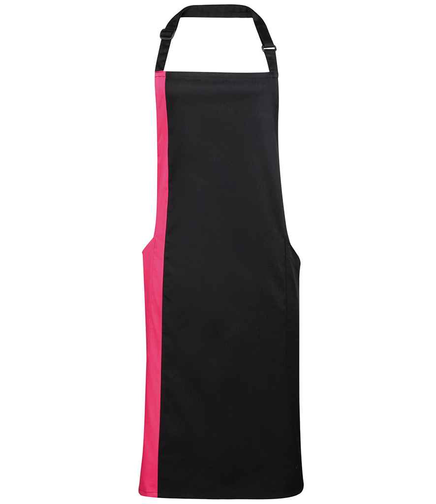 Premier Contrast Bib Apron in Black/Hot Pink