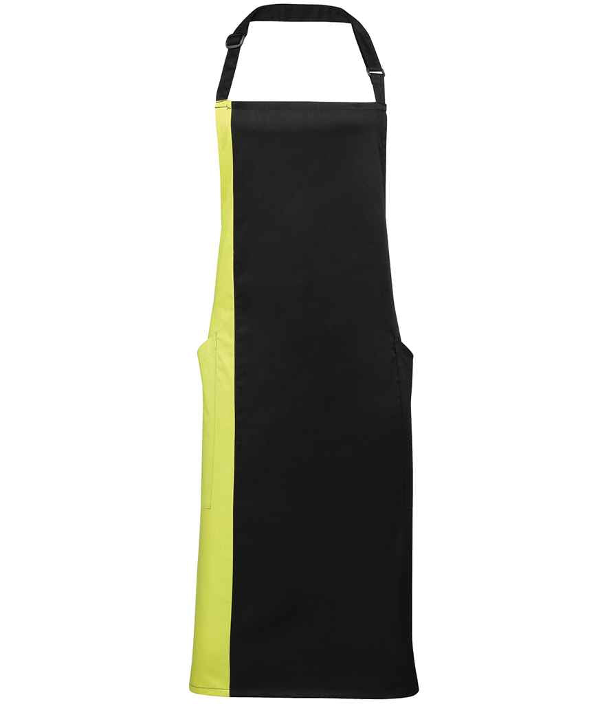 Premier Contrast Bib Apron in Black/Lime Green