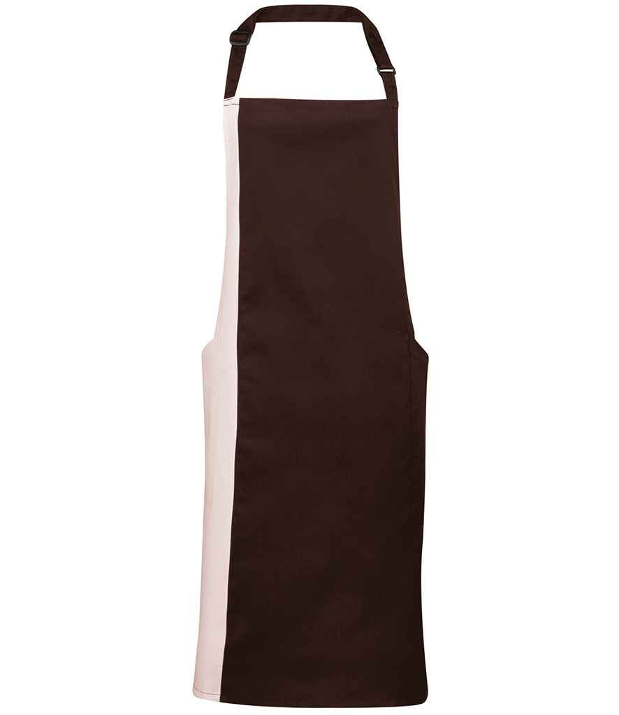 Premier Contrast Bib Apron in Brown/Natural