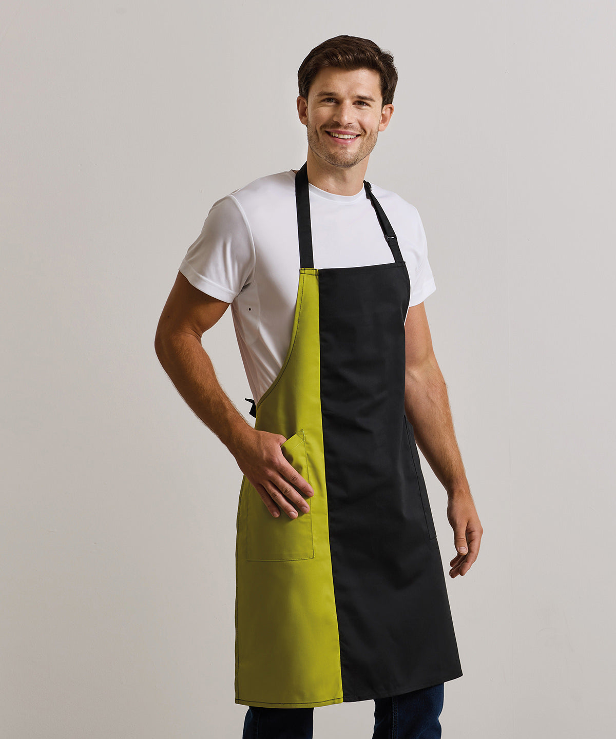 Premier Contrast bib apron Black/Dark Grey