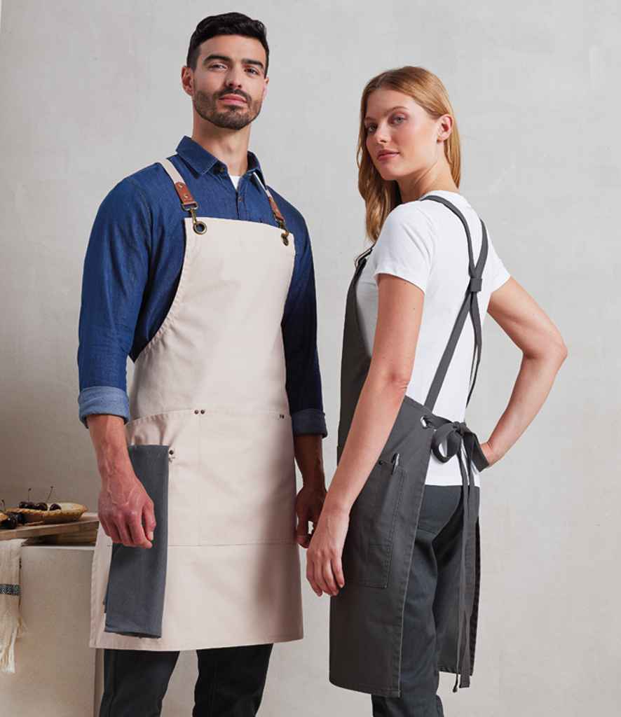 Premier Premier Clip 'n' Clasp Cross Back Bib Apron Dark Grey