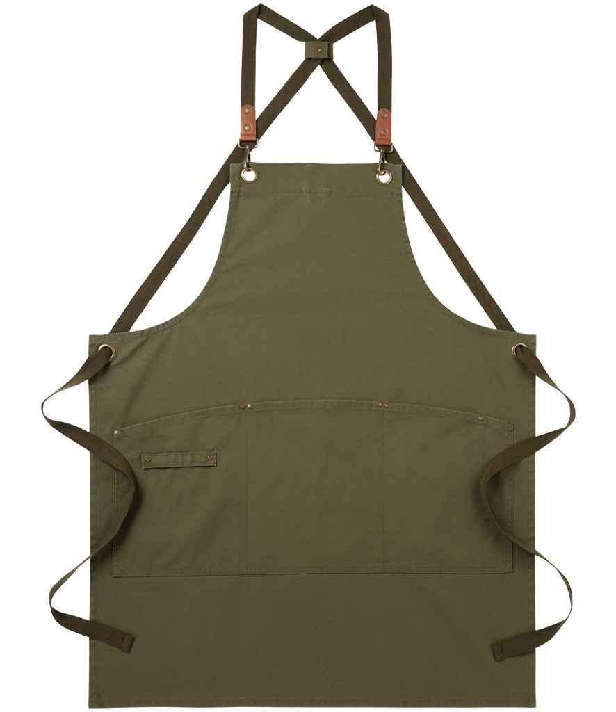 Premier Clip 'n' Clasp Cross Back Bib Apron in Olive Green
