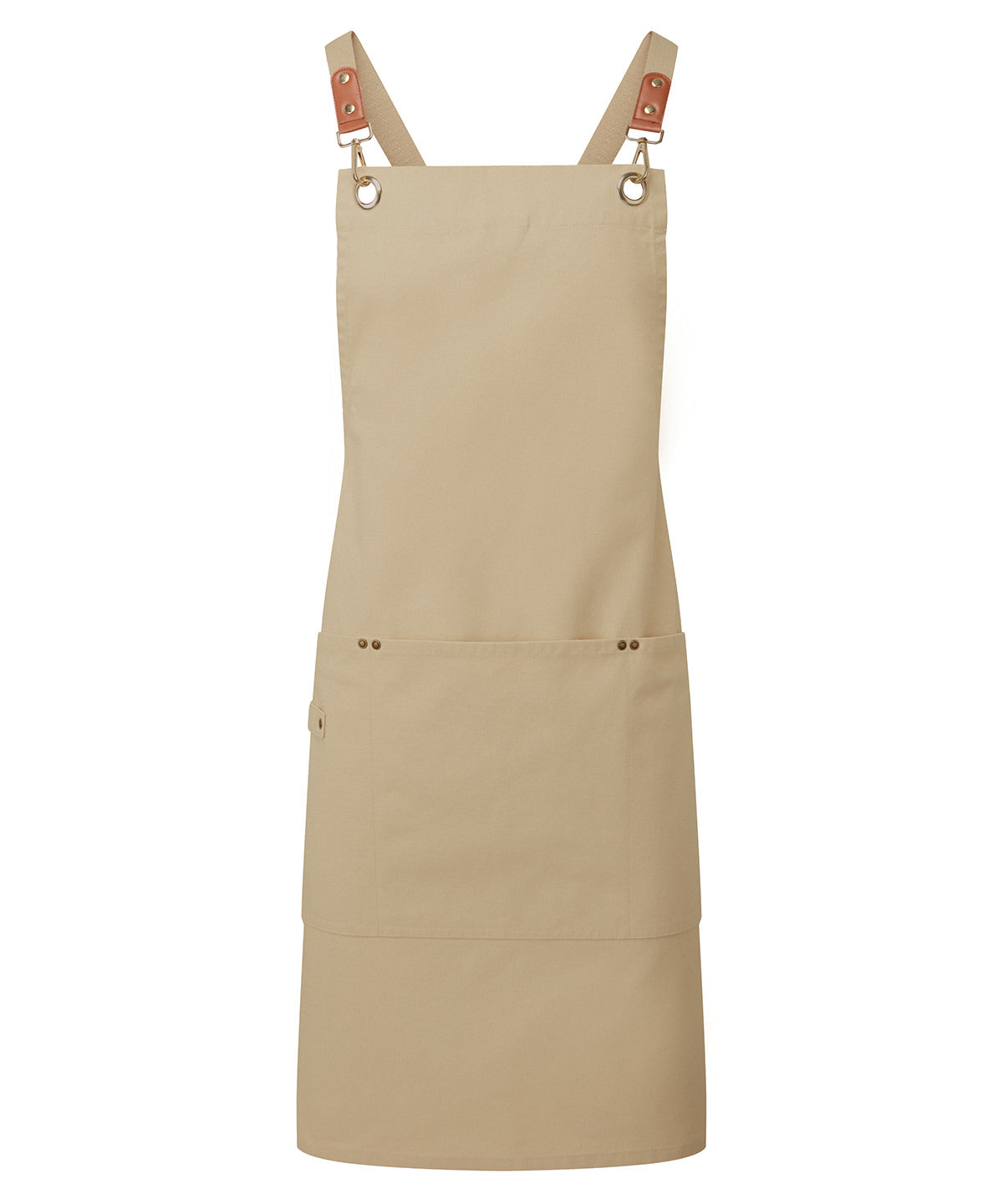 Premier Clip ‘n’ Clasp cross-back bib apron Khaki