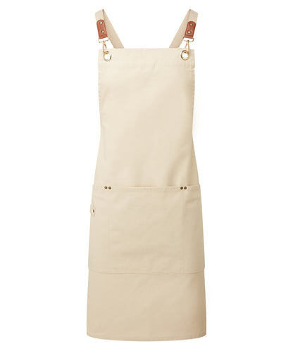 Premier Clip ‘n’ Clasp cross-back bib apron Natural