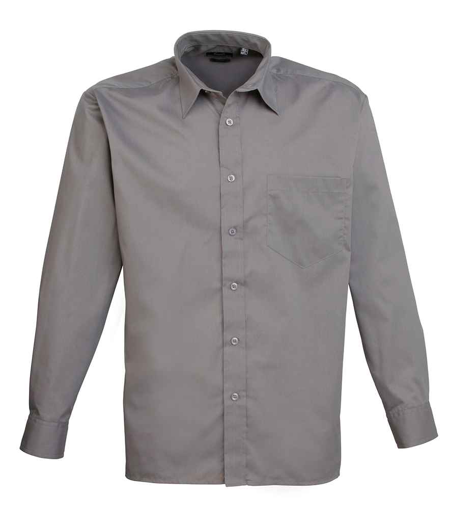 Premier Premier Long Sleeve Poplin Shirt Dark Grey