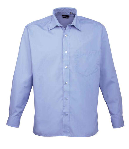 Premier Premier Long Sleeve Poplin Shirt Mid Blue