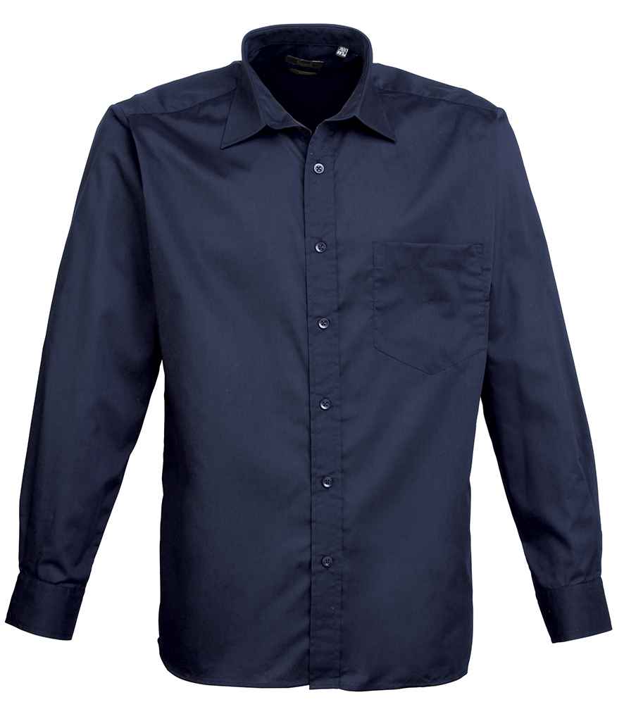 Premier Long Sleeve Poplin Shirt in Navy