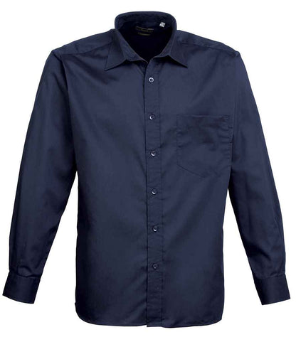 Premier Long Sleeve Poplin Shirt in Navy