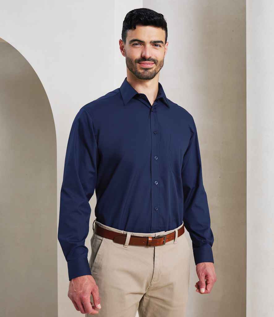 Premier Premier Long Sleeve Poplin Shirt Navy