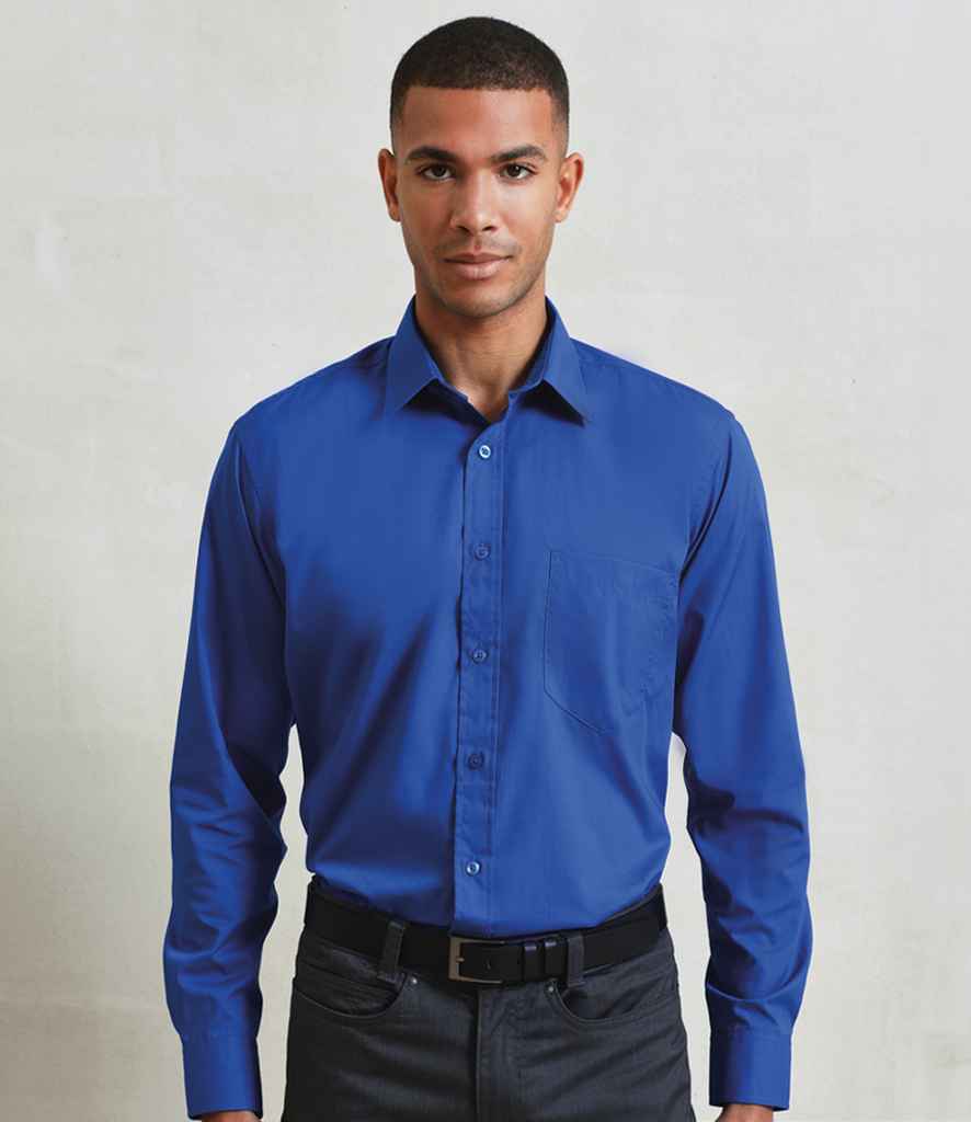 Premier Premier Long Sleeve Poplin Shirt Royal Blue