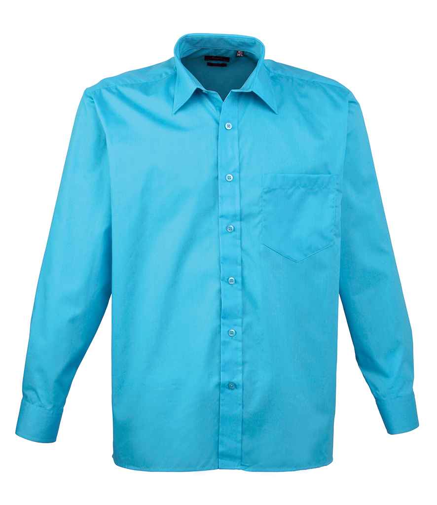 Premier Premier Long Sleeve Poplin Shirt Turquoise Blue