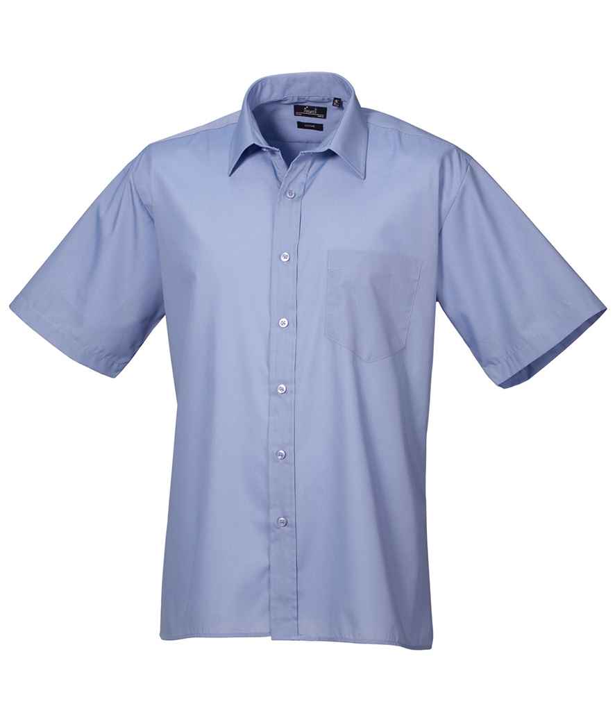 Premier Short Sleeve Poplin Shirt in Mid Blue
